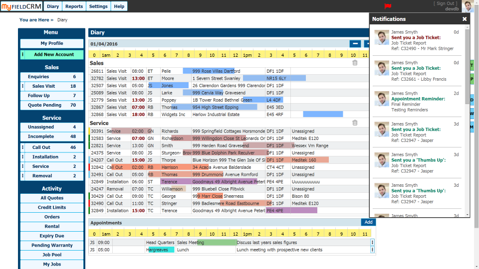 screenshot of Workforce Manager